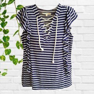 C&C California Womens Short Sleeves Striped Blouse Size S